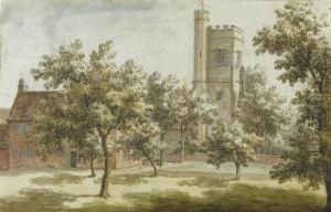 A Church Tower Seen From An Orchard, Probably St. Mary's,beddington