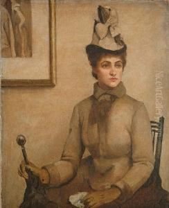 A Portrait, Half Length, Of A Lady Seated In A Chair by Frank Markham Skipworth
