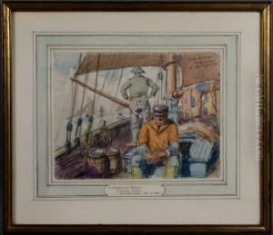 Fishermen On Deck by Sigurd Skou