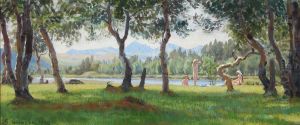 Scenery From A Lake With Naked Women by Niels Skovgaard