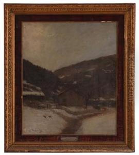 Vinterlandskap Med Hus - view 1