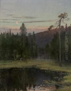 Evening By A Pond by Christian Eriksen Skredsvig