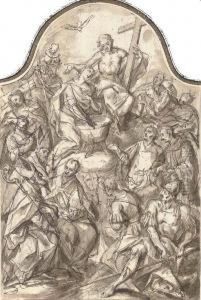 Christ With The Fourteen Auxiliary Saints by Karel Skreta