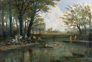 Boys Swimming, Wiltse Creek, Athens,ontario by Crawford Slack