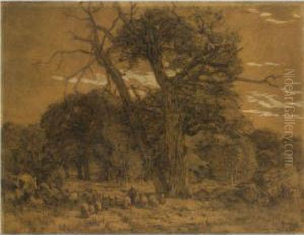 A Shepherdess And Her Flock, Barbizon - view 1