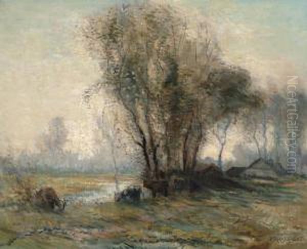 Cows By A Pond - view 1