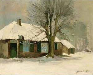 Farmhouses In The Snow by Jeannette Slager