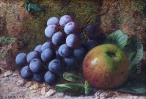 Still Life Studyof Apples And Grapes by Charles Henry Slater