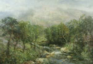 Woodland River Landscape by John Frederick Slater