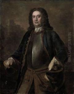 Portrait Of Major General Richard St. George, Three-quarter-length,in A Blue Coat And Breast Plate, A Tricorn In His Left Hand, Hisright Hand On A Canon, A Castle Beyond