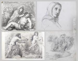 Pejzaz Z Widokiem Majatku Gudimowka by Wincenty Slendzinski
