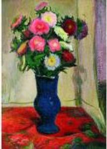 Bouquet Au Vase Bleu by Vladislaw Slewinsky