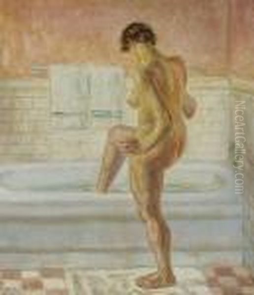 Woman Entering Bath - view 1