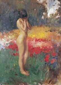 Nu Dans Un Jardin En Fleurs, Paris by Maryan Slugocki