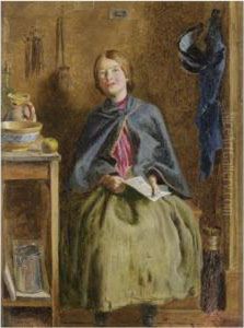 A Maid Learning To Read by Frederick Smallfield, A.R.W.S.