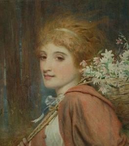 Flower Girl by Frederick Smallfield, A.R.W.S.