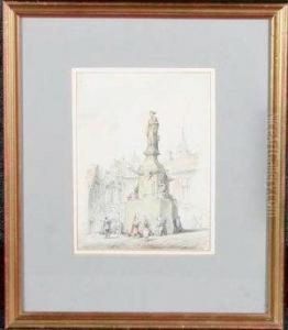 A Market Square With Figures In Bretton Dress by William Frome Smallwood