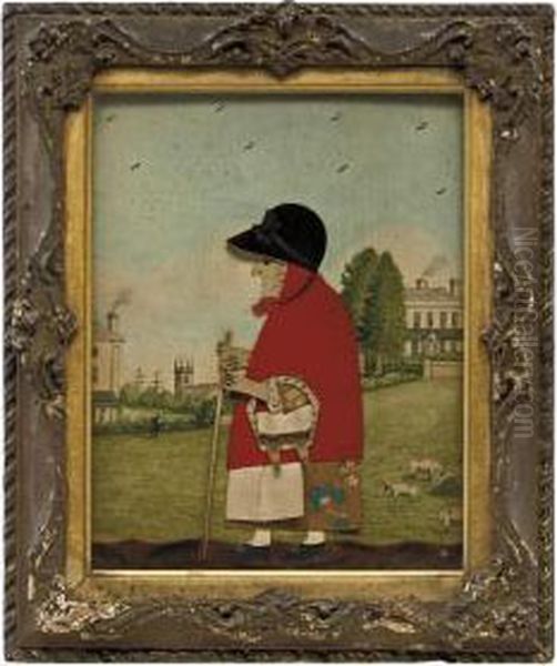 A Regency Cut-felt Collage Picture Of The Goose Woman With Frantchurch And Green Shown In The Distance - view 1