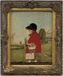 A Regency Cut-felt Collage Picture Of The Goose Woman With Frantchurch And Green Shown In The Distance by George Smart