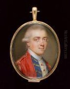 An Officer, Wearing Scarlet Coat With Blue Facings And Gold Epaulettes, White Waistcoat, Lace Cravat And Powdered Wig Worn