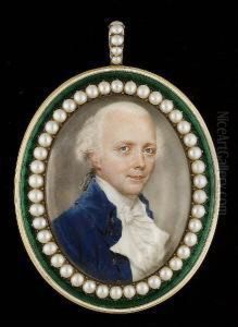 A Gentleman, Wearing Blue Coat, White Waistcoat, Frilled Chemise And Tied Stock, His Hair Powdered And Worn by John Ii Smart