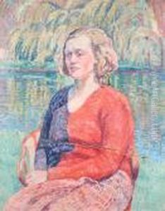 Portrait Of A Lady Seated By The Lake Side Portrait Of A Lady Seated By The Lake Side
