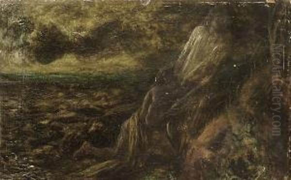 A Figure In Distress By The Shore - view 1