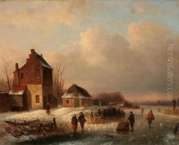 Villagers On A Frozen River - view 1