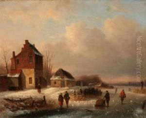 Villagers On A Frozen River Villagers On A Frozen River