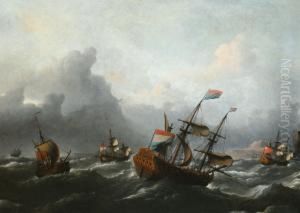 Dutch And Englishmen Of War Near The English Coast By Stormy Weather