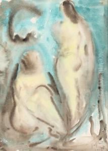 "figuren". Gesign. R.o. En '48 by Jan Smit