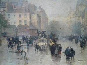 Apres L'averse, Paris, Boulevard Du Palais by Alfred Smith