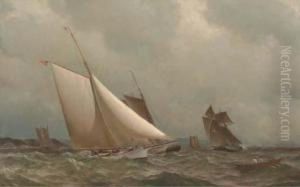 A New York Yacht Club Cutter Racing Off A Coast