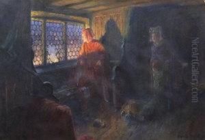 Family Sheltering From The Uproar In An Interior