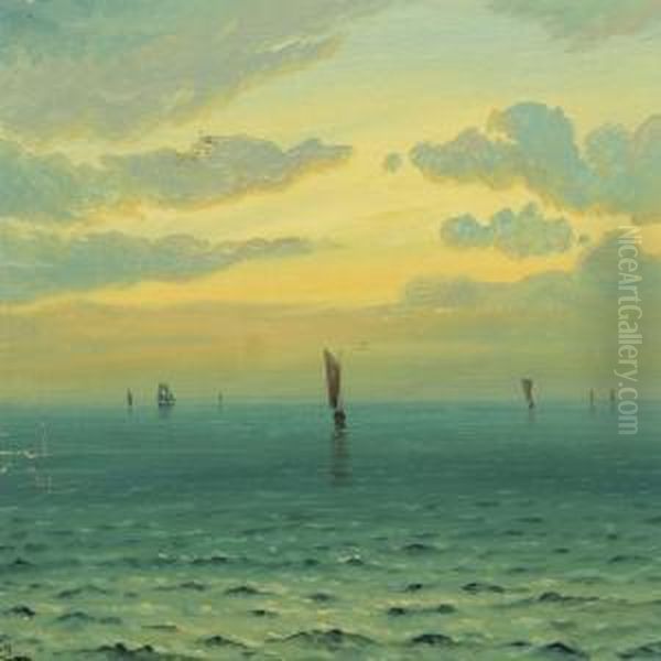 Seascape With Sailing Boats In The Sunset - view 1
