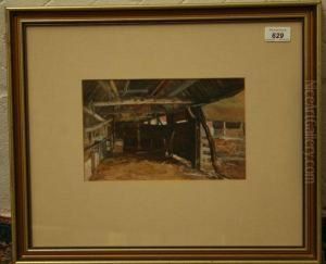 Barn Interiors With Chickens by Carlton Alfred Smith