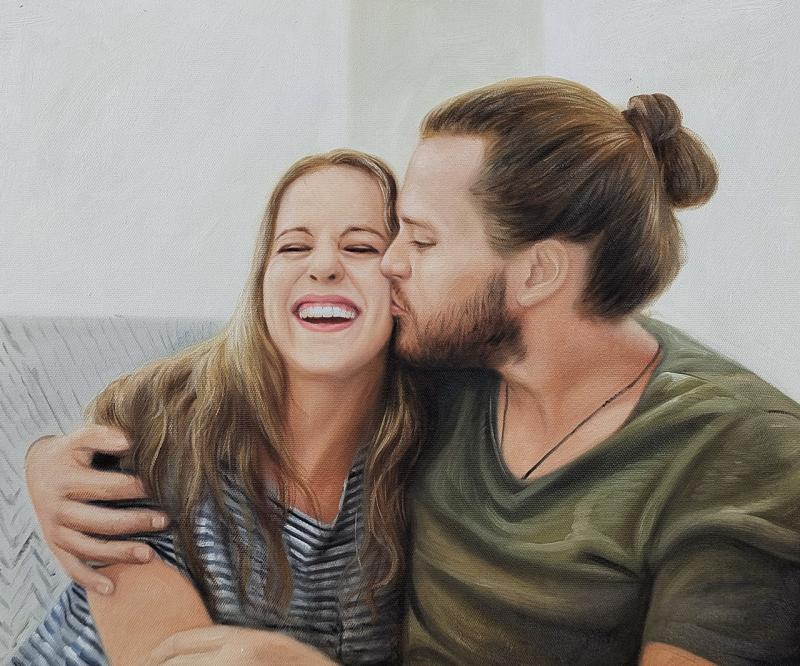Transform Your Couple Photos into Custom Hand-Painted Oil Portraits - view 3