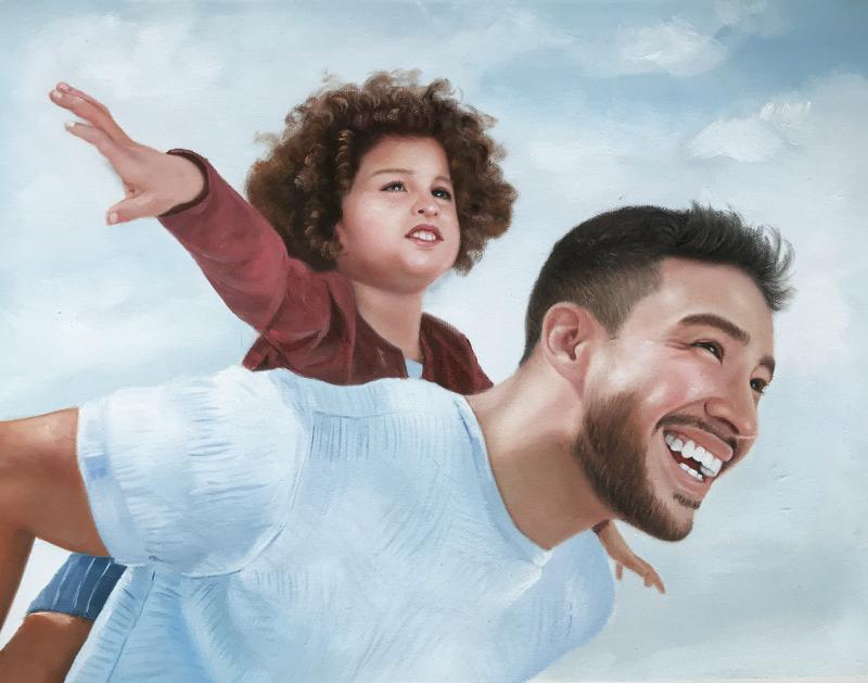 Transform Your Parent and Child Photos into Custom Hand-Painted Oil Portraits - view 1