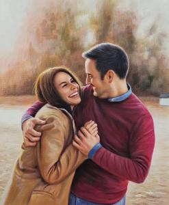Transform Your Couple Photos into Custom Hand-Painted Oil Portraits