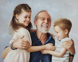 “Transform Your Grandparent and Grandchild Photos into Custom Hand-Painted Oil Portraits thumbnail 2