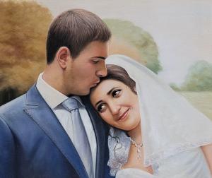 Transform Your Wedding Photos into Custom Hand-Painted Oil Portraits thumbnail 4
